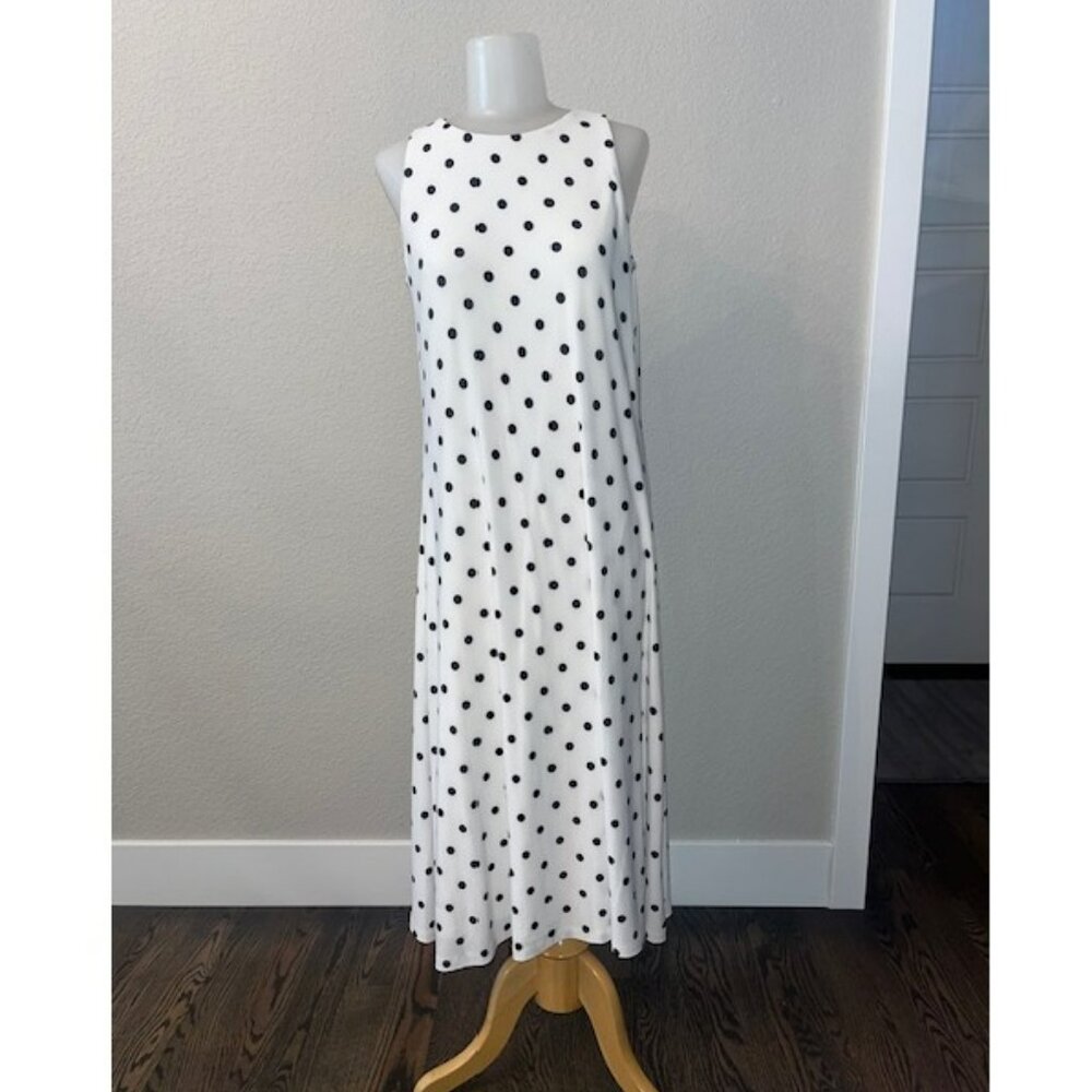 Ralph Lauren White with Black Polka Dot Midi Dress